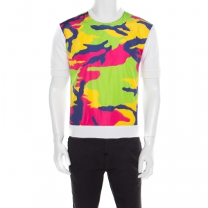 Dsquared2 White Contrast Camouflage Printed Short Sleeve Sweatshirt M