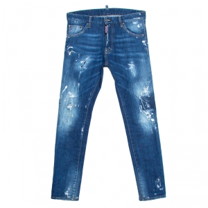 Dsquared2 Indigo Distressed Splatter Effect Denim Cool Guy Jeans S