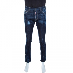 Dsquared2 Indigo Distressed Blu Cadet Wash Denim Cool Guy Jeans M