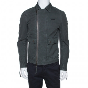 Dsquared2 Grey Cotton Zip Front Biker Jacket S
