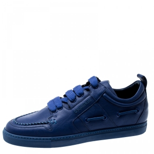 Dsquared2 Blue Leather Whipstitch Detail Sneakers Size 42