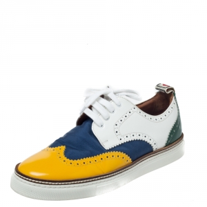 Dsquared2 Multicolor Canvas And Brogue Leather Lace Up Sneakers Size 41