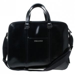 Dsquared2 Black Leather Men Travel Bag