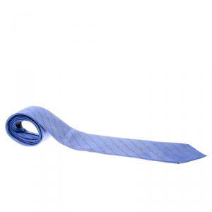 Dunhill Blue Clasp Printed Silk Traditional Tie
