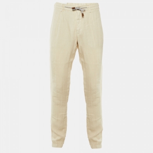 مملوكة مسبق ًا Eleventy Beige Linen Drawstring Trousers L