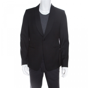 Pre Owned Emporio Armani Black Wool Shawl Lapel Tuxedo Blazer L