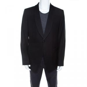 Pre Owned Emporio Armani Black Wool Satin Shawl Lapel Tuxedo Blazer 4XL