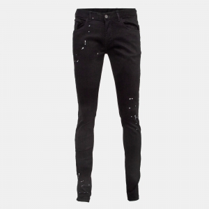 Emporio Armani Black Paint Splash Denim Extra Slim Fit J10 Jeans M Waist 31"