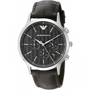 Emporio Armani Black Stainless Steel Dress Chronograph Men's Wristwatch 43MM