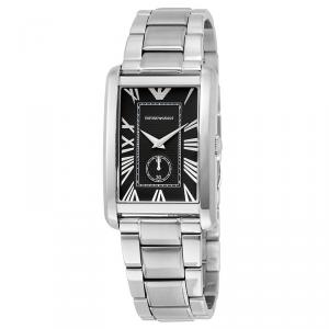 Pre Owned Emporio Armani Black Stainless Steel AR1608 Men's Wristwatch 32MM