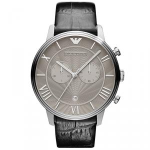 Pre Owned Emporio Armani Grey Stainless Steel AR1615 Men's Wristwatch 46MM