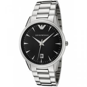 Pre Owned Emporio Armani Black Stainless Steel AR2440 Men's Wristwatch 39MM