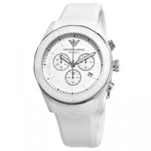 Pre Owned Emporio Armani White Stainless Steel AR1435 Men's Wristwatch 43MM