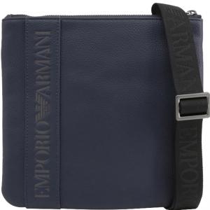 Emporio Armani Blue Faux Leather Messenger Bag