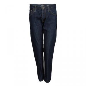 Pre Owned Emporio Armani Jude Indigo Dark Wash Denim Straight Fit Jeans S