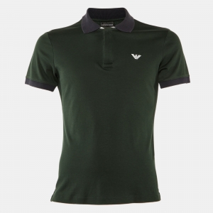 Pre Owned Emporio Armani Green Cotton Polo T-Shirt M