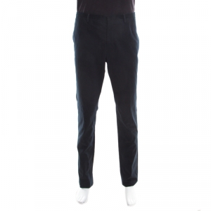Pre Owned Emporio Armani Navy Blue Cotton and Cashmere Tailored Trousers XXXL