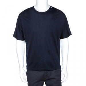 Pre Owned Emporio Armani Midnight Blue Cotton Crew Neck T-Shirt M