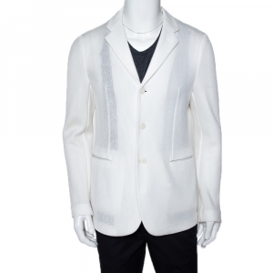 Pre Owned Emporio Armani White Mesh Robert Line Slim Fit Jacket XL