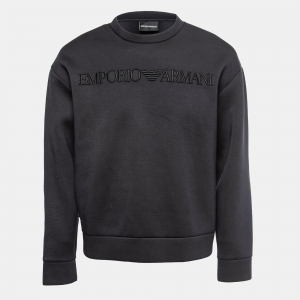Emporio Armani Dark Blue Neoprene Logo Embroidered Sweatshirt L