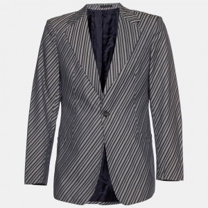 Emporio Armani Grey Diagonal Striped Cotton Jacket XL