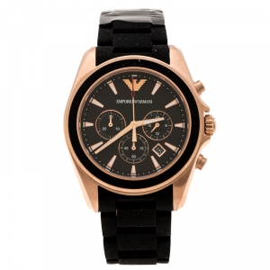 Emporio Armani Black Rose Gold Plated Stainless Steel Sportivo AR6066 Men's Wristwatch 44 mm