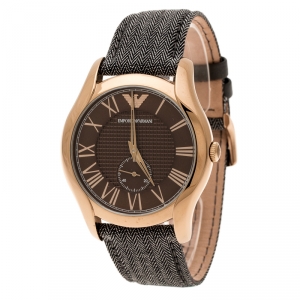 Emporio Armani Brown Stainless Steel Dress Grey Fabric AR1985 Men's Wristwatch 43 mm