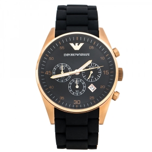 Emporio Armani Black Rose Gold Tone Stainless Steel AR5905 Men's Wristwatch 43 mm