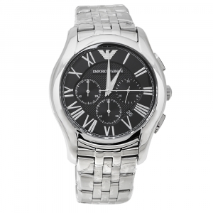 Pre Owned Emporio Armani Black Stainless Steel Classic Chronograph AR1786 Men's Wristwatch 44.50 mm