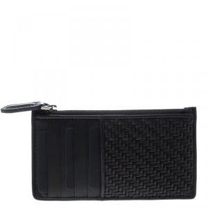 Ermenegildo Zegna Dark Brown Woven Leather Pelle Tessuta Case