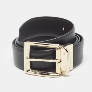 Ermenegildo Zegna Black Leather Buckle Cut to Size Belt