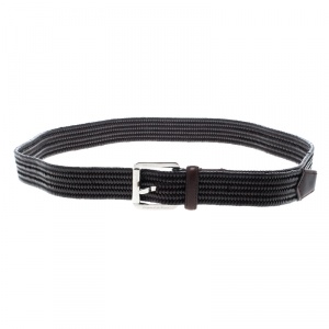 Pre Owned Ermenegildo Zegna Brown Braided Woven Leather Elastic Belt 110 CM