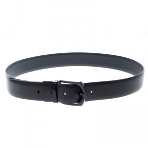 Pre Owned Ermenegildo Zegna Navy Blue Leather Belt 90 CM