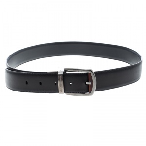 Pre Owned Ermenegildo Zegna Black Leather Belt 90cm