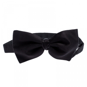 Pre Owned Ermenegildo Zegna Black Silk Classic Bow Tie
