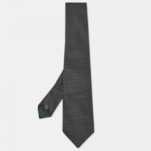 Pre Owned Ermenegildo Zegna Black Jacquard Silk Tie
