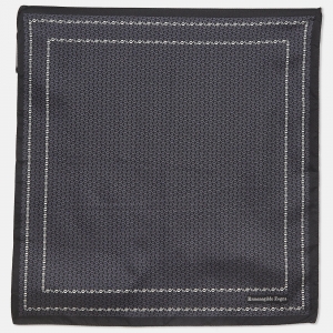 Ermenegildo Zegna Black Printed Silk Pocket Square