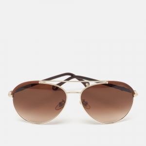Pre Owned Ermenegildo Zegna Brown Gradient SZ3247 Aviator Sunglasses