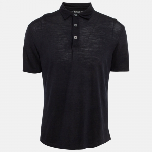 Pre Owned Ermenegildo Zegna Black Pique Jersey Polo T-Shirt XL
