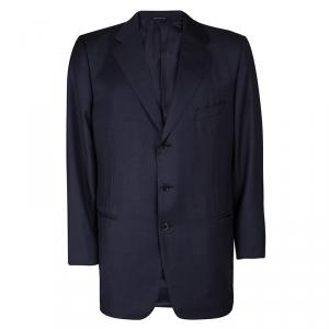 Pre Owned Ermenegildo Zegna Navy Blue Checkered Wool Su Misura Blazer 5XL