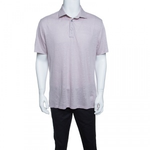 Pre Owned Ermenegildo Zegna Dull Pink Linen Short Sleeve Polo T-Shirt M