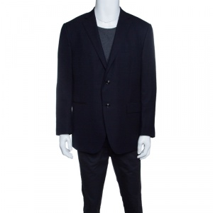 Pre Owned Ermenegildo Zegna Navy Blue Wool 10 Pockets Blazer XXL