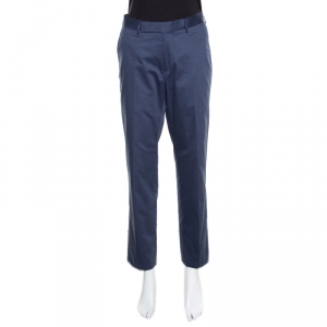 Pre Owned Ermenegildo Zegna Navy Blue Tailored Cotton Slim Fit Trousers M