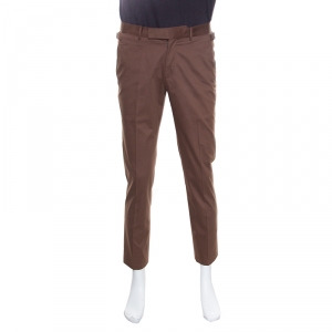 Pre Owned Ermenegildo Zegna Brown Tailored Cotton Slim Fit Trousers M