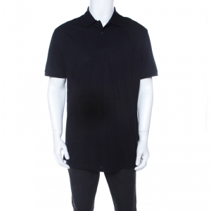 Pre Owned Ermenegildo Zegna Dark Blue Cotton Pique Short Sleeve Polo T Shirt XL