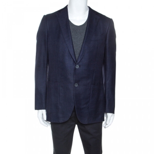 Pre Owned Ermenegildo Zegna Navy Blue Wool Blend Mila Fit Blazer L