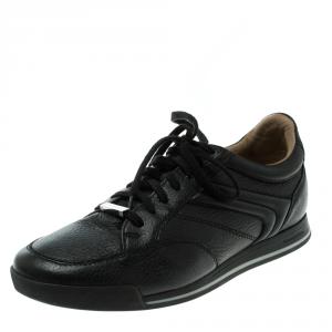 Pre Owned Ermenegildo Zegna Black Leather Lace Up Sneakers Size 42