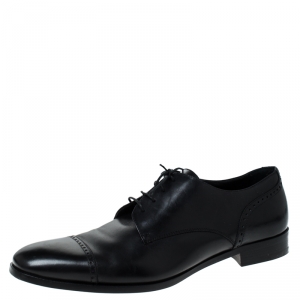 Pre Owned Ermenegildo Zegna Black Leather Oxfords Size 43.5