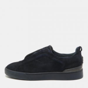 Ermenegildo Zegna Blue Suede Low Top Sneakers Size 43
