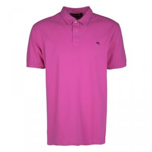 مملوكة مسبقًا Etro Pink Honeycomb Knit Short Sleeve Polo T-Shirt 3XL